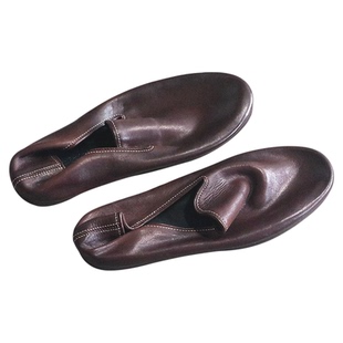 轻奢范！手工水洗马皮！巨轻薄透气舒适！油亮肉感套脚休闲皮鞋男