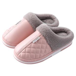 老年人防滑防摔皮棉拖鞋女士2025新款冬季妈妈防水室内家居毛棉拖