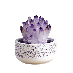 天然紫黄白水晶簇摆件消磁石微景观扩香石香薰家居客厅办公室装饰