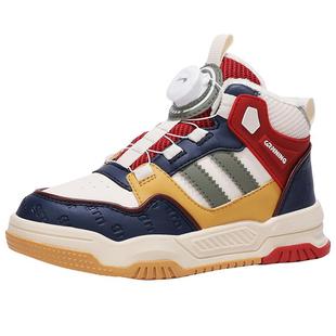 贵人鸟男童运动鞋2026春季新款学生透气女童旋钮扣春款防滑板鞋子