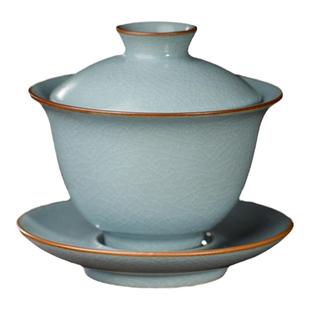 三勤堂盖碗茶杯汝窑三才盖碗家用手工陶瓷茶具大号泡茶碗不烫手