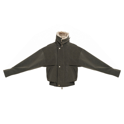 LINY LIBERTY 25SS 初春设计感复古绒感PU加绒夹克立领外套上衣