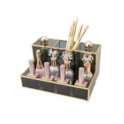 北欧美甲收纳筒桌面玻璃护肤品盒