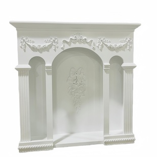 法式罗马印象雕花壁炉装饰柜玄关桌复古壁炉架置物架婚礼摄影道具