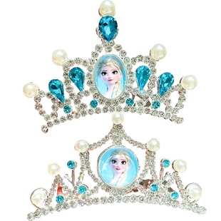 儿童皇冠头饰插梳宝宝爱莎王冠发卡可爱女孩艾莎公主发夹女童发梳