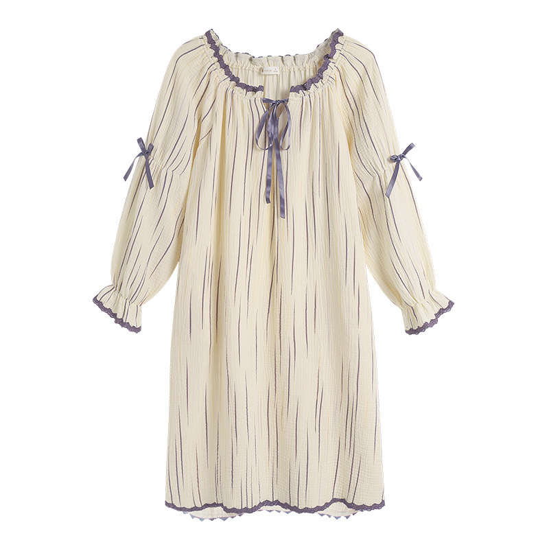 春秋女纯棉简约长裙可外穿家居服