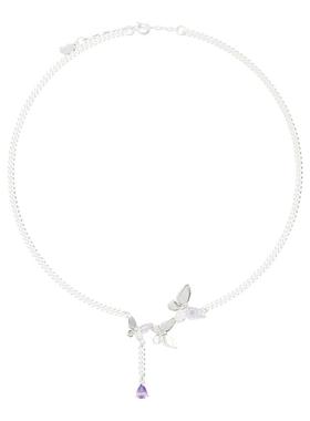 紫色蝴蝶项链轻奢小众锁骨链女