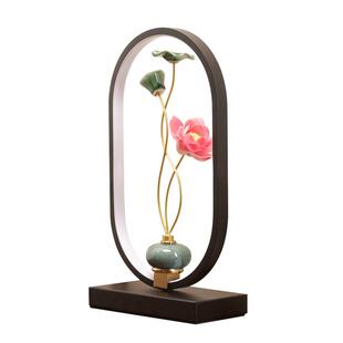 触摸遥控新中式台灯卧室床头温馨浪漫现代禅意玄关福鹿摆件调光