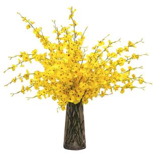跳舞兰仿真干花轻奢摆件高级客厅餐桌高档摆设黄色迎春假花卉装饰