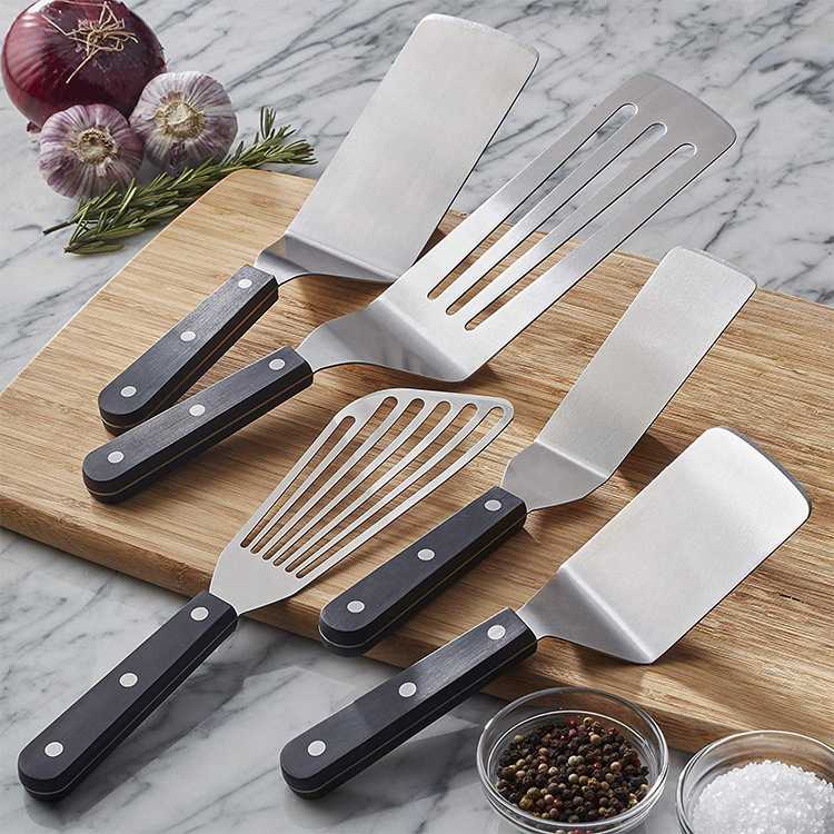 新款直销现货供应塑料柄不锈钢煎铲 日式料理铲子煎牛排扒铲铁板