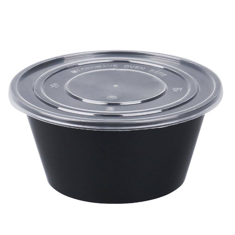 一次性餐盒圆形打包盒带盖偏小款外卖汤面饭盒食品快餐商用整箱