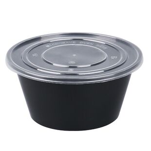一次性餐盒圆形打包盒带盖偏小款外卖汤面饭盒食品快餐商用整箱