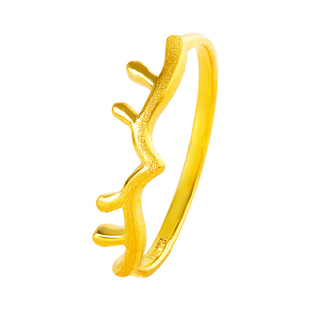 黄金戒指999足金小鹿求婚2026新款爆款小克重闭口实心纯金女