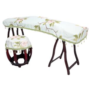 古筝防尘罩盖布文艺范加厚高档丝绒麻印花琴披通用款163165古筝罩