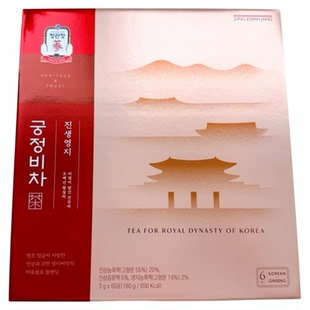 正官庄红参茶3g*60包6年根高丽参灵芝蘑菇大枣韩国本土代购