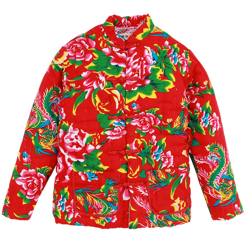 纯手工棉花棉衣东北大花布潮流加厚修身棉袄棉服冬季女士上衣外套