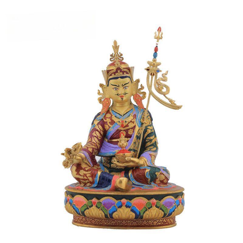 精工纯铜鎏金彩绘莲花生大士佛像