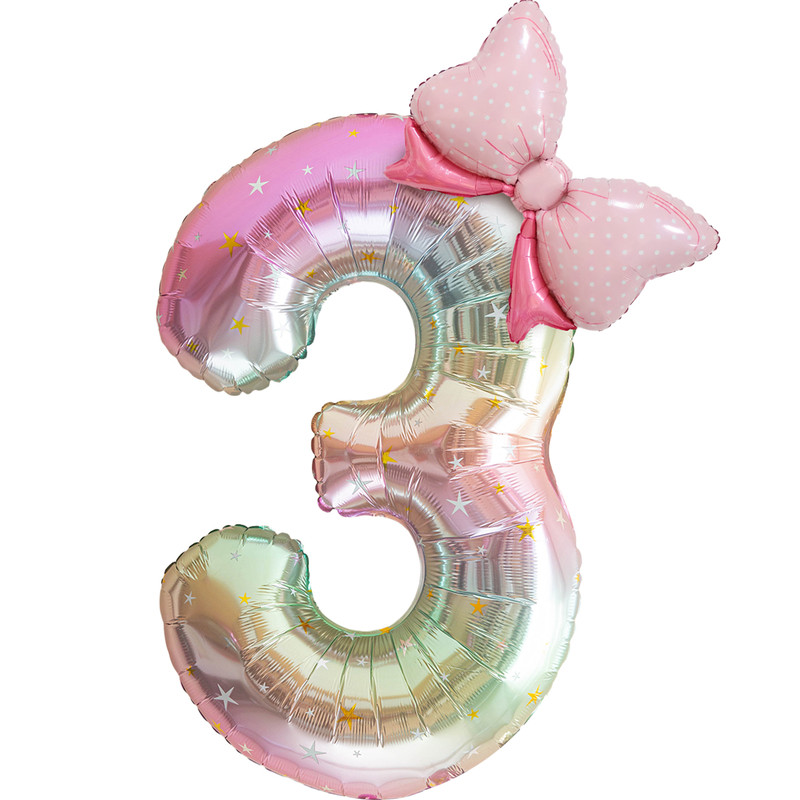 彩色数字气球装饰小女孩周岁生日快乐仪式感场景布置氛围拍照道具