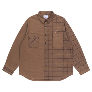 FEAROM格子衬衫春季高级感日式复古外套春秋款设计感男装长袖衬衣