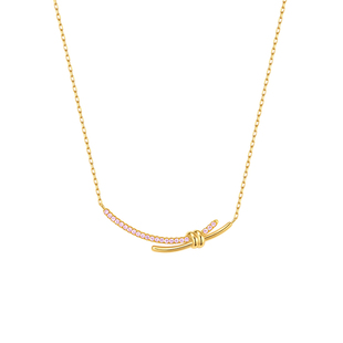 Onchic星愿结项链女粉色蝴蝶结锁骨链小众高级感轻奢设计简约颈饰