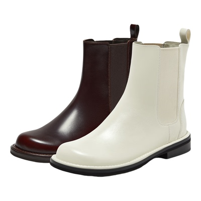 真美诗极简主义25冬新款时髦通勤薄底切尔西靴短靴女2306PDZ5