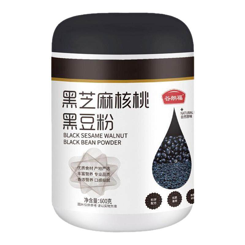 黑芝麻核桃黑豆粉代餐粉五谷芝麻糊食品罐装600g早晚餐营养粥羹粉