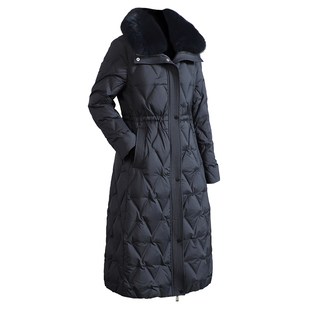 进口狐狸毛领大衣女2026冬中长修身显瘦保暖鹅绒羽绒服真皮草外套