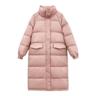 90白鸭绒羽绒服女2025冬季新款宽松韩版港风复古设计感中长款外套