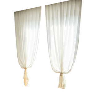 百叶纱窗帘纱帘透光不透人窗纱白纱金刚幻影纱梦幻帘阳台飘窗白色