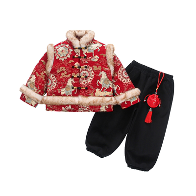 儿童新中式棉服冬装拜年服套装潮