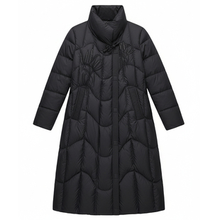 中年妈妈羽绒服中老年人品牌2025冬新款长款宽松轻便黑色保暖冬装