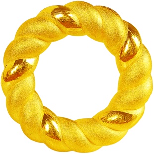 黄金麻花金圈乾坤隔圈跑环足金999手串编绳大孔配件男女文玩手链