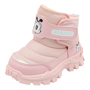 巴布豆小童雪地靴1一4岁冬季新款加绒棉鞋女宝宝防滑防水棉靴男童