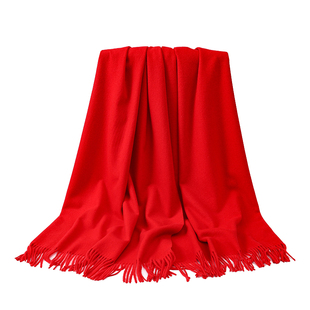 双面双色恒源祥100%纯羊绒围巾女秋冬加厚羊毛披肩两用礼盒送女友