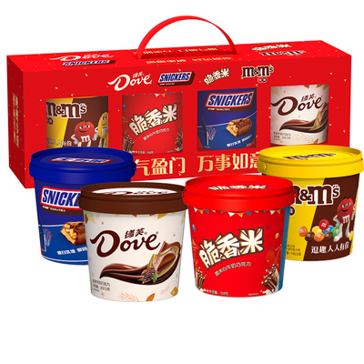 【新年礼盒】德芙福气盈门礼盒759g四桶士力架脆香米MMS豆送亲戚