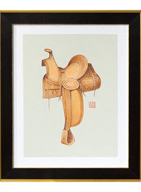 若奈立体手绘六骏马术玄关装饰画