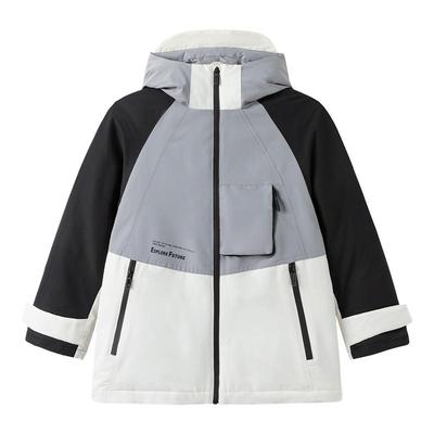 巴拉巴拉童装儿童羽绒服男童外套冬装连帽防风拼接保暖潮流款上衣