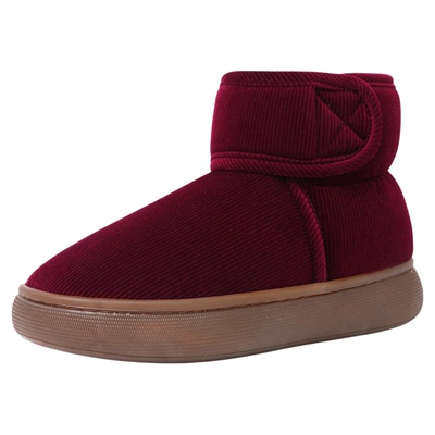 冬季加绒加厚男女款老人保暖棉鞋居家外穿防滑厚底高帮包跟棉拖鞋