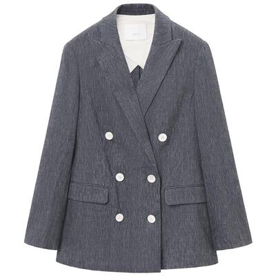 春夏双排扣西服亚麻OVV