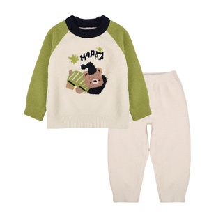 儿童睡衣冬男童半边绒家居服2025新款男孩a类居家服宝宝保暖加厚