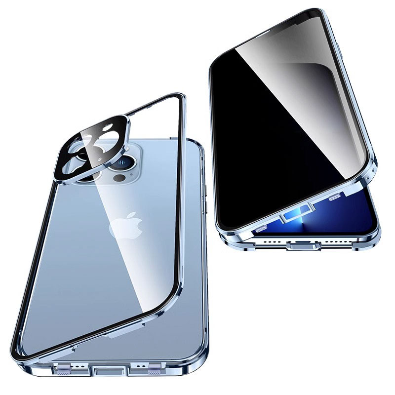 16promax苹果14promax新款iphone 15plus磁吸玻璃手机壳防偷窥看13mini双面12镜头全包11