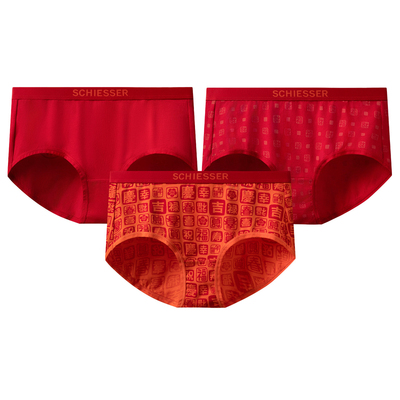 舒雅女士鸿运红品平角内裤3条装