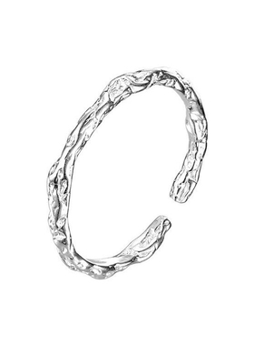 日韩风925银开口麻花不褪色戒指