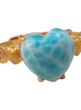 925银多米尼加海纹石开口戒指