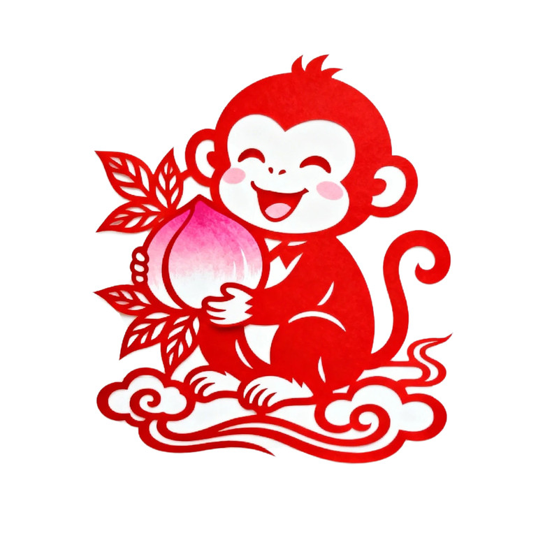 灵猴献寿图案吉祥贴纸老人过寿墙面门窗布置寿字贴纸仙桃寿桃贴纸