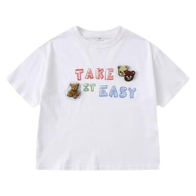 短袖植木可爱小熊魔术贴