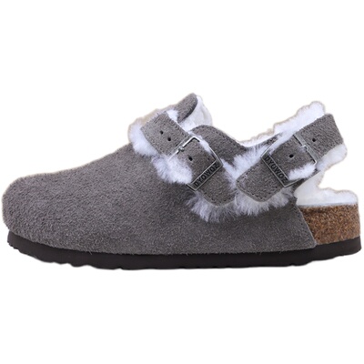 平底半包头凉拖真皮真软木