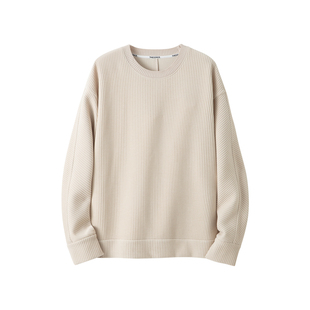 治愈系轻暖绒感股波纹灯芯雪尼尔蝙蝠袖设计男士冬季横机罗纹卫衣