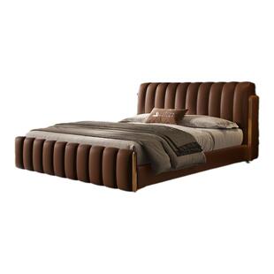 钢琴键真皮床头高端豪华主卧大床轻奢高级感1米8*2米双人主卧室床