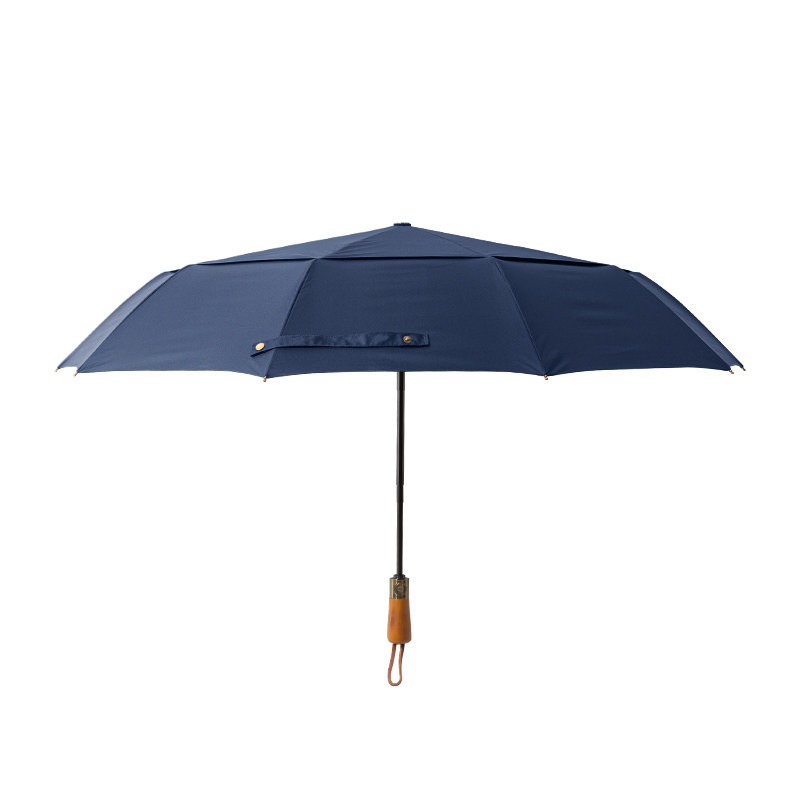 防暴雨台风十骨加大简约双人伞双层抗风雨伞全自动三折商务男实木